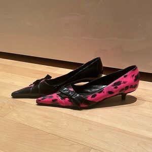 D&G pink leopard patent leather kitten heels